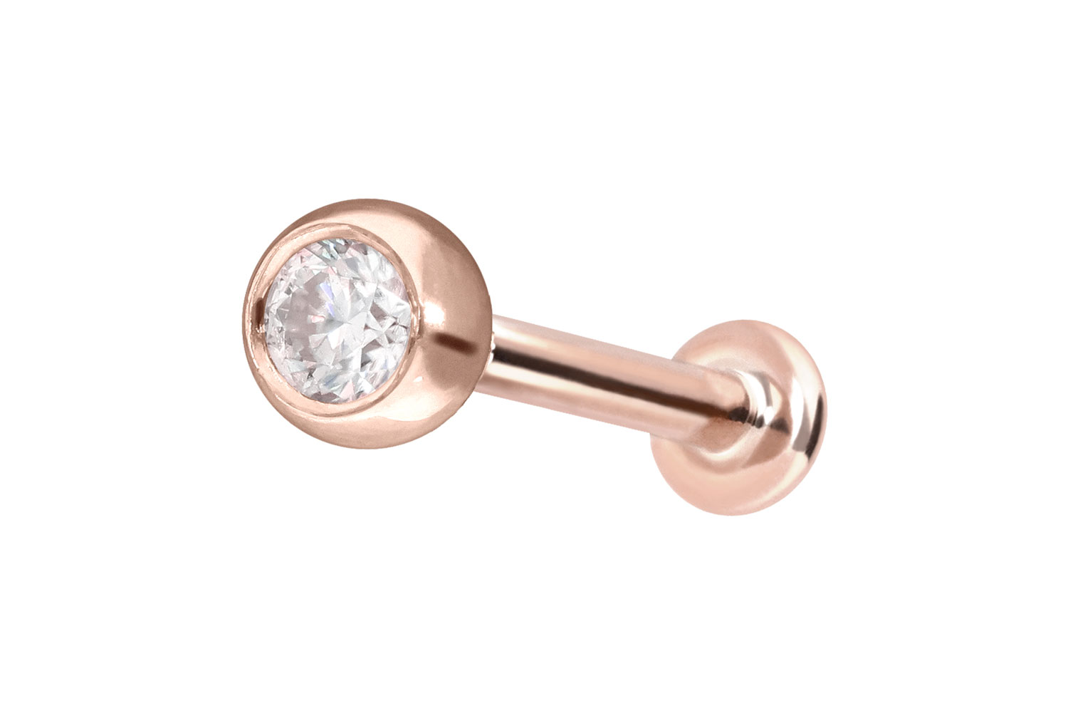 14 Karat Gold Labret Piercing mit Innengewinde MOISSANIT
